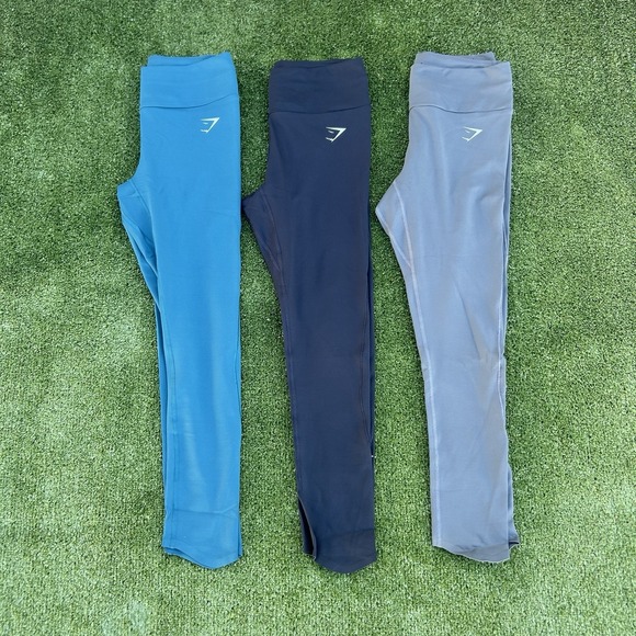 Gymshark Women Leggings Set of 3 Small Blue Black Gray High Stretch Yoga & Gym - Picture 2 of 4